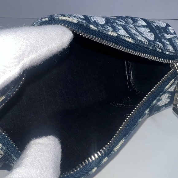 Christian Dior Vintage Blue Trotter Monogram Toiletry Pouch/Makeup Bag| PRELOVED - Picture 12 of 13